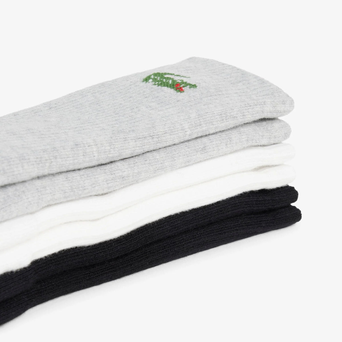 Lacoste RA9246-00 Unisex Crew Socks L78 - White/Silver Chine/Black