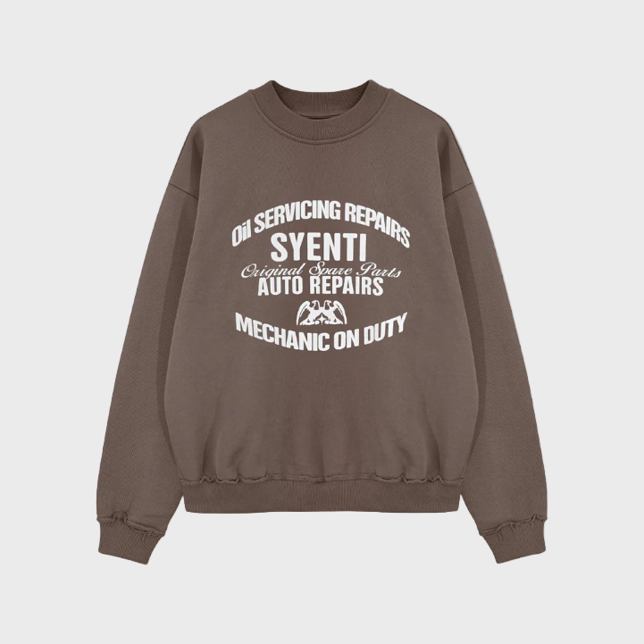 Syenti Mechanic Crewneck Sweatshirt - Light Brown