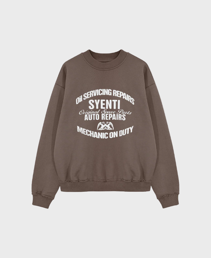 Syenti Mechanic Crewneck Sweatshirt - Light Brown