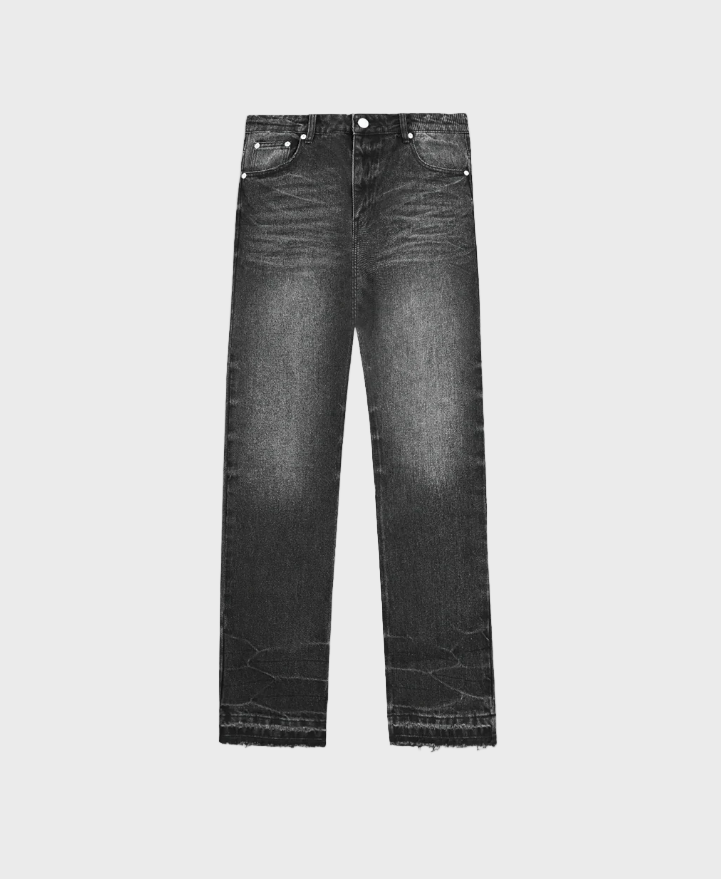 Syenti Released Hem Jeans - Black