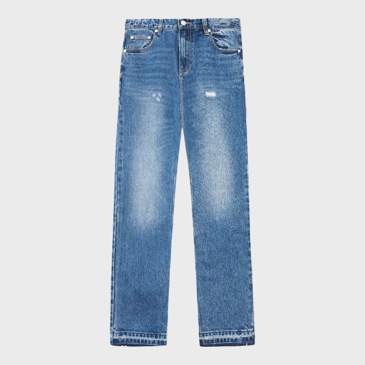 Syenti Released Hem Jeans - Mid Blue