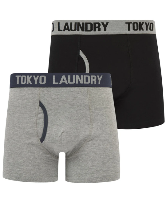 Tokyo Laundry Abbots Boxers (2 Pack) - Light Grey Marl/Ombre Blue