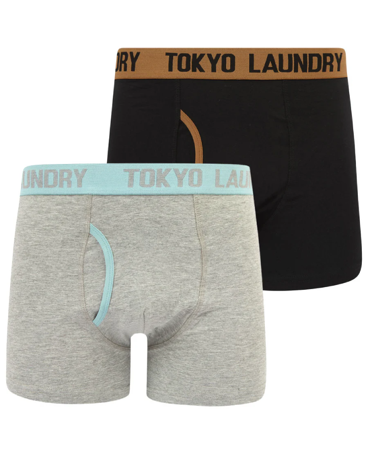 Tokyo Laundry Abbots Boxers (2 Pack) - Thrush Brown/Forgot Me Not Blue