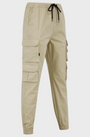 Tokyo Laundry Cathay Cotton Twill Cuffed Multi-Pocket Cargo Jogger Pants - Peyote Gray