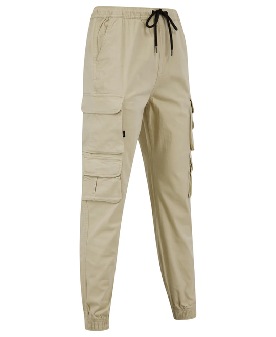Tokyo Laundry Cathay Cotton Twill Cuffed Multi-Pocket Cargo Jogger Pants - Peyote Gray
