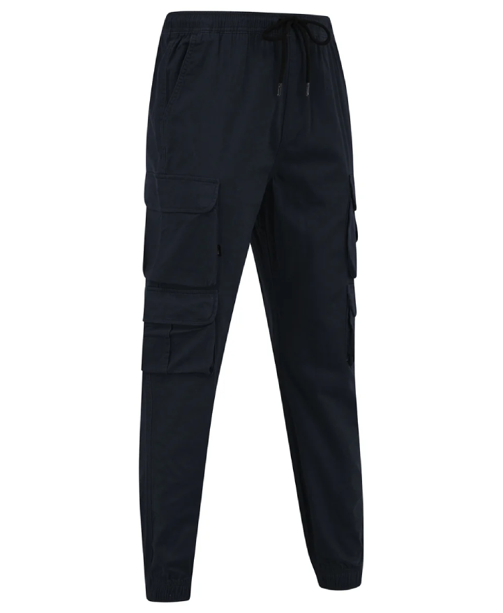 Tokyo Laundry Cathay Cotton Twill Cuffed Multi-Pocket Cargo Jogger Pants - Sky Captain Navy