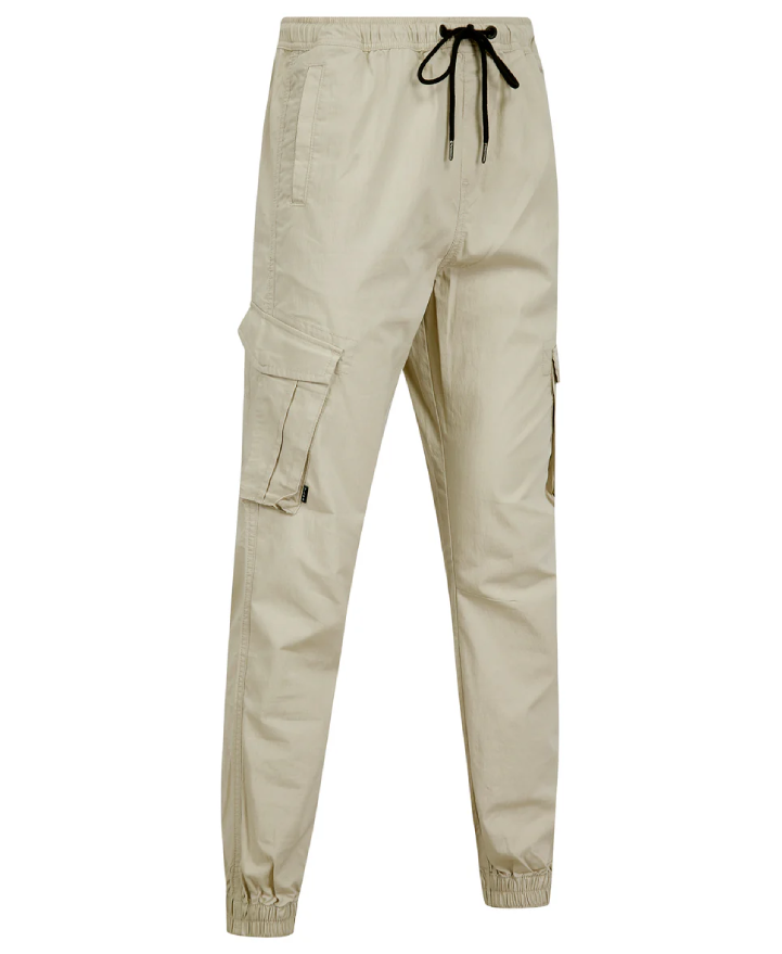 Tokyo Laundry Fairbanks Stretch Cotton Blend Elastic Waist Multi-Pocket Cargo Trousers - Peyote Gray