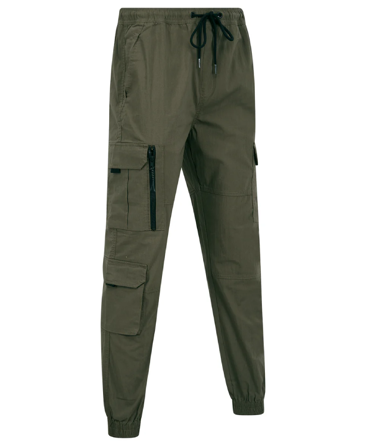 Tokyo Laundry Stretch Cotton Blend Elastic Waist Multi-Pocket Cargo Trousers - Crocodile 