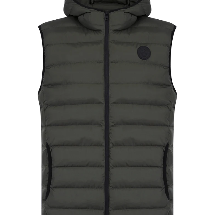Tokyo Laundry Tamaki Quilted Hooded Puffer Gilet - Khaki