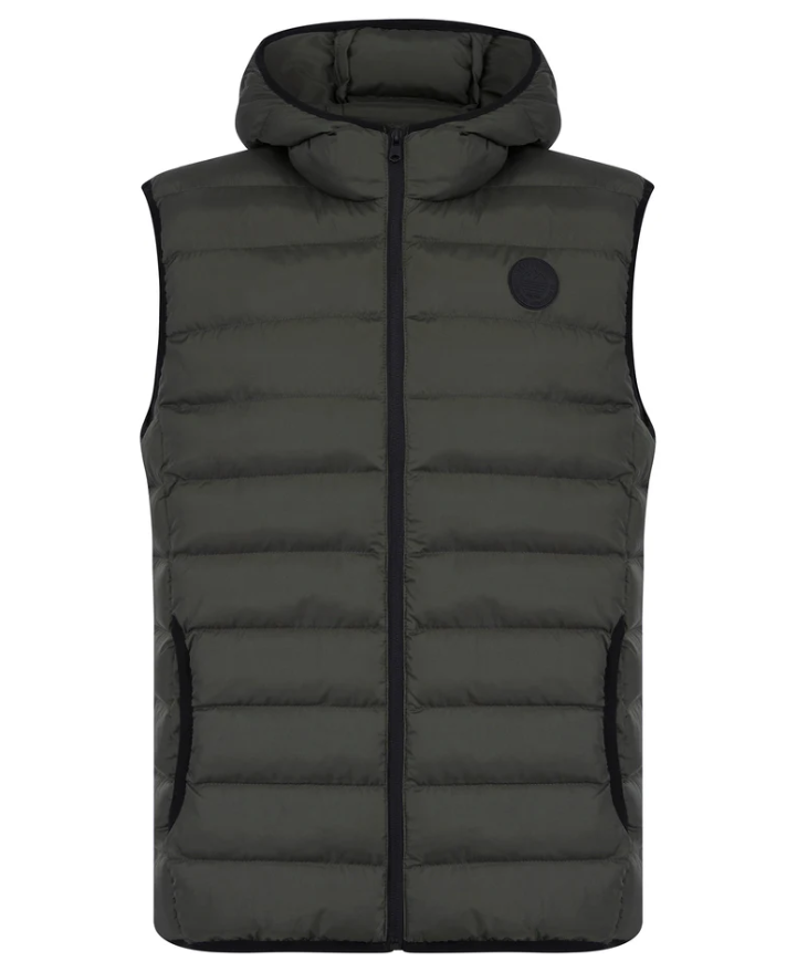 Tokyo Laundry Tamaki Quilted Hooded Puffer Gilet - Khaki