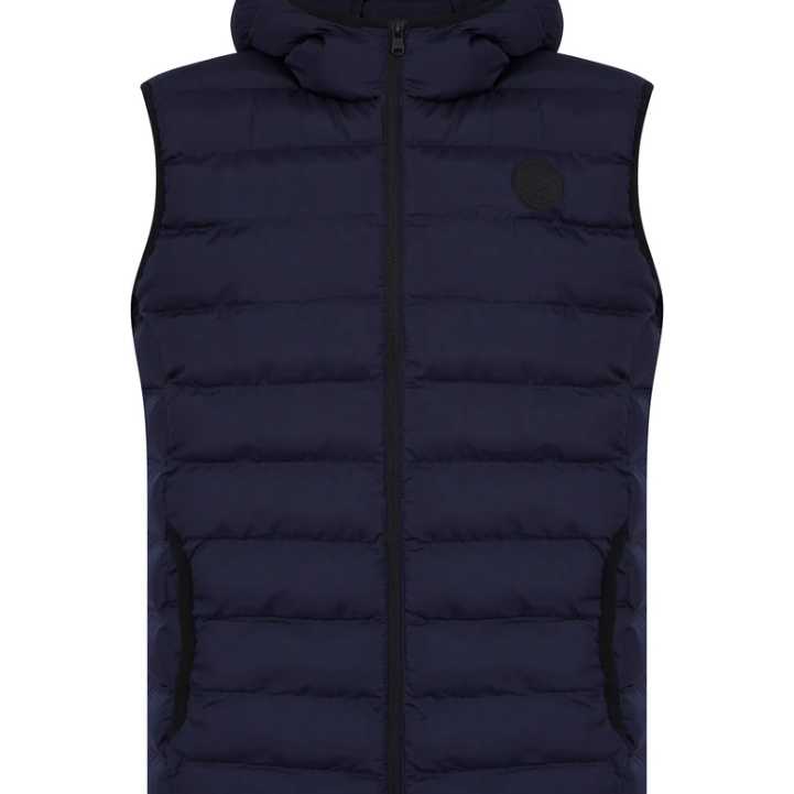 Tokyo Laundry Tamaki Quilted Hooded Puffer Gilet - Sky Captain Navy