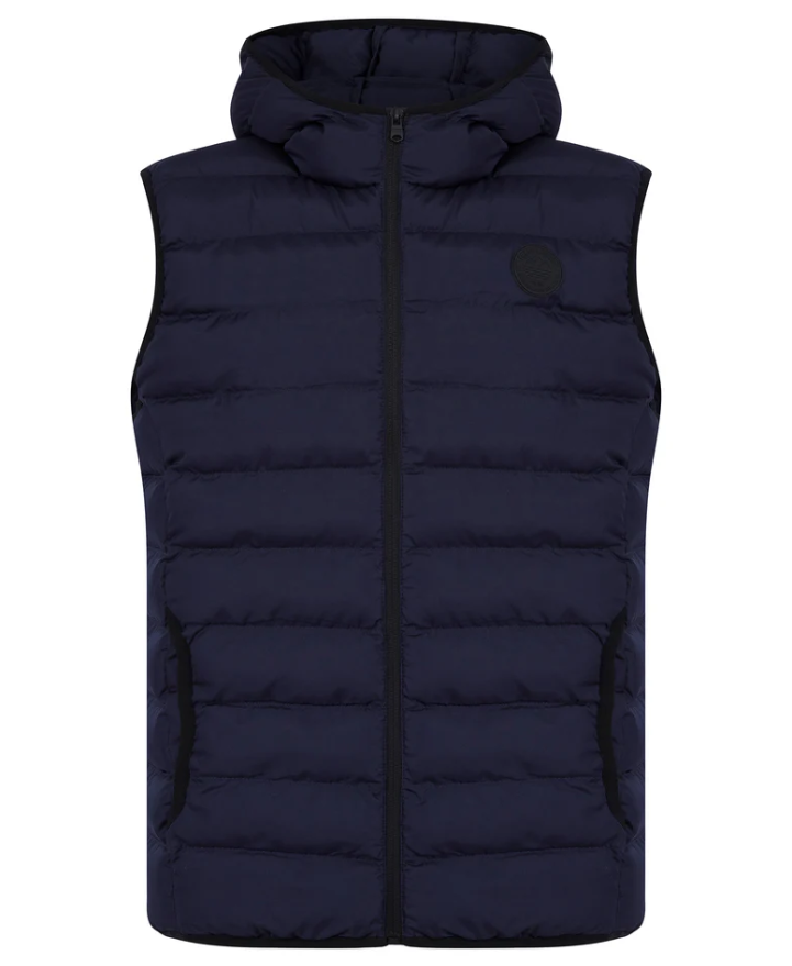 Tokyo Laundry Tamaki Quilted Hooded Puffer Gilet - Sky Captain Navy