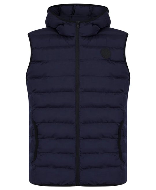 Tokyo Laundry Tamaki Quilted Hooded Puffer Gilet - Sky Captain Navy