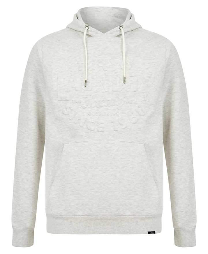 Tokyo Laundry Tides Embossed Motif Brushback Fleece Pullover Hoodie - Ice Grey