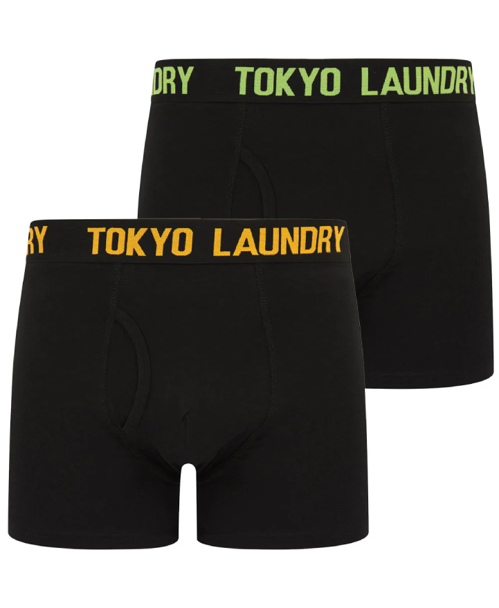 Tokyo Laundry Walkers 2 Boxers (2 Pack) - Opaline Green/Blazing Orange