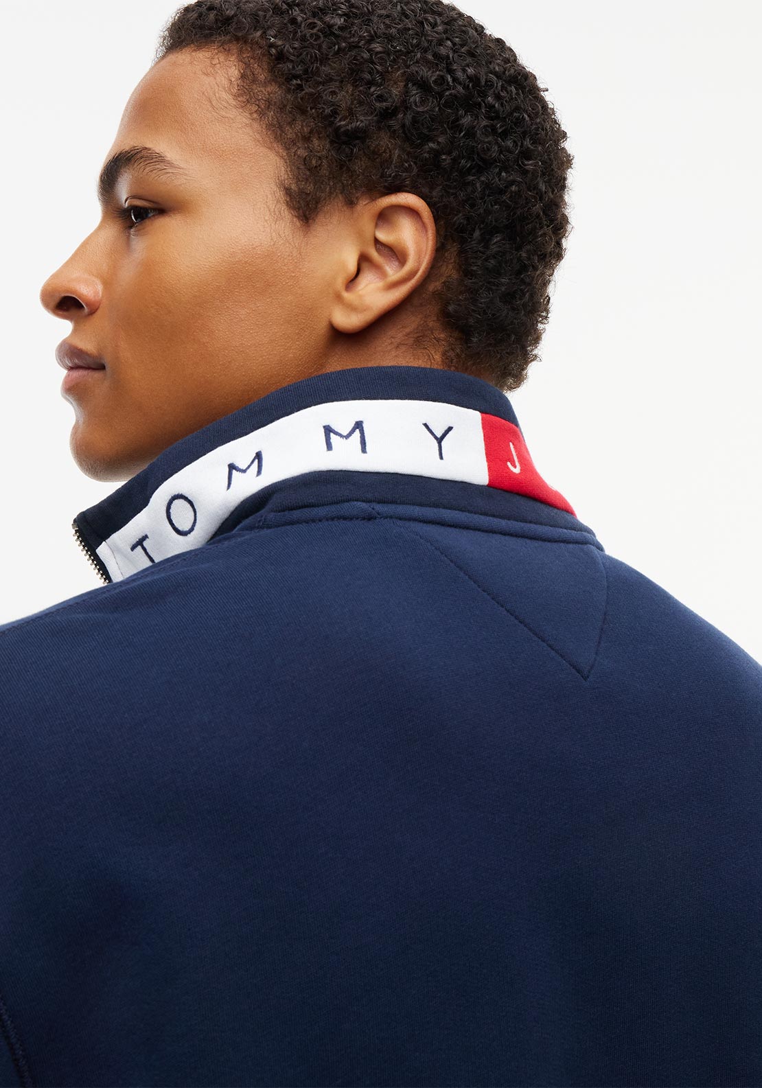 Tommy Jeans DM0DM23605 Relaxed Branded Collar 1/4 Zip - Dark Blue