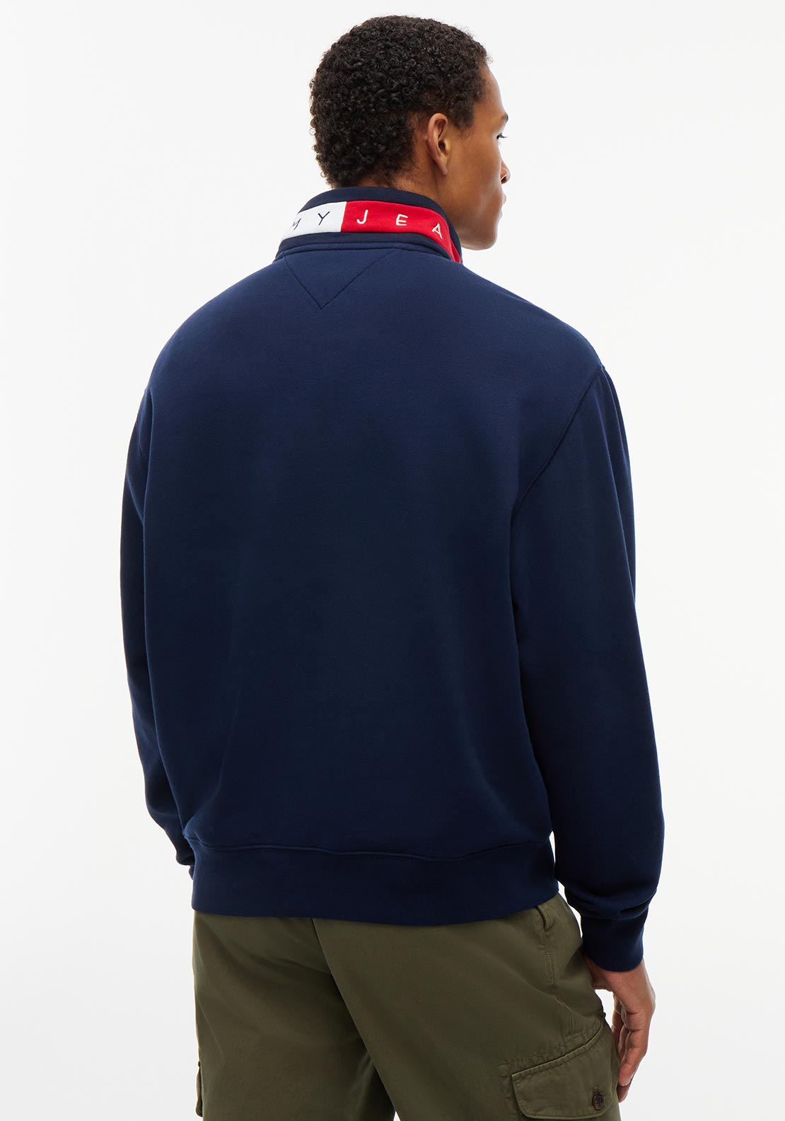 Tommy Jeans DM0DM23605 Relaxed Branded Collar 1/4 Zip - Dark Blue