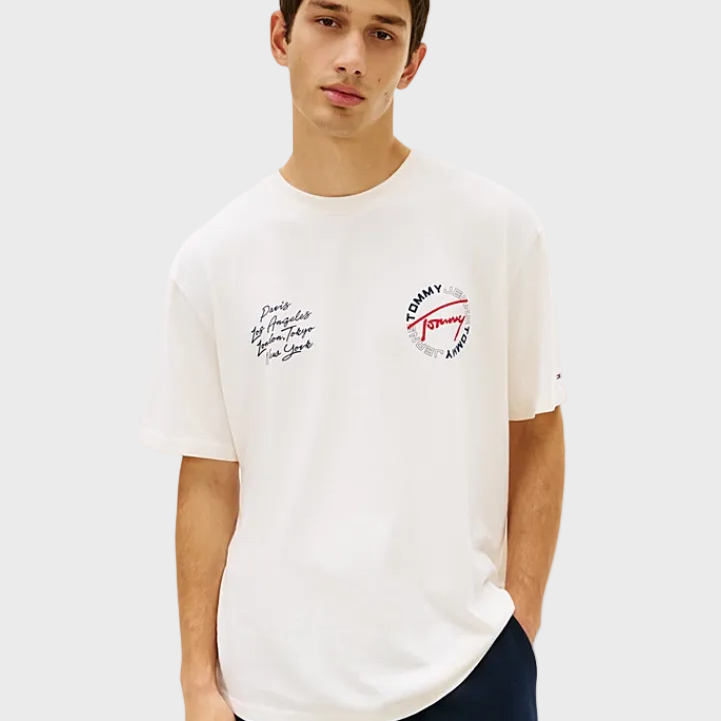 Tommy Jeans Circular Back Logo Relaxed T-Shirt - Off White