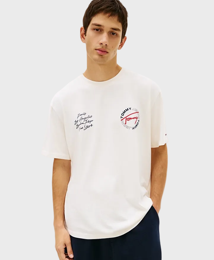 Tommy Jeans Circular Back Logo Relaxed T-Shirt - Off White