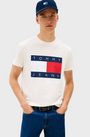 Tommy Jeans Flag Badge Jersey Crew Neck T-Shirt - Off White