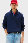 Tommy Jeans Flag Fleece Quarter-Zip Jumper - Dark Night Navy