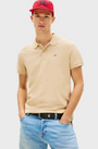 Tommy Jeans Flag Slim Fit Pique Polo Shirt - Gentle Gold
