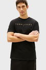 Tommy Jeans Linear Logo Embroidery Jersey T-Shirt - Black/Faded Sun Kiss