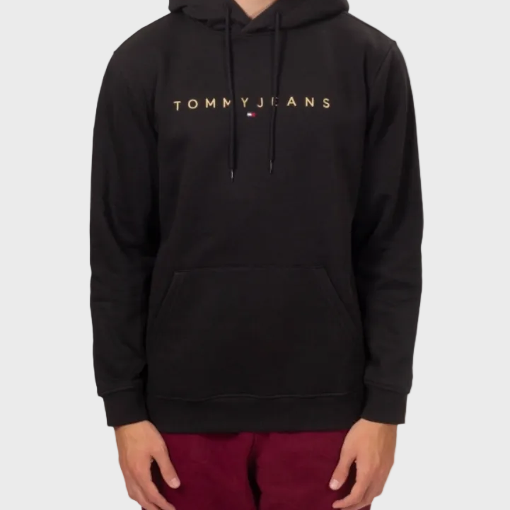 Tommy Jeans Linear Logo Hoodie  - Black/Faded Sun Kiss
