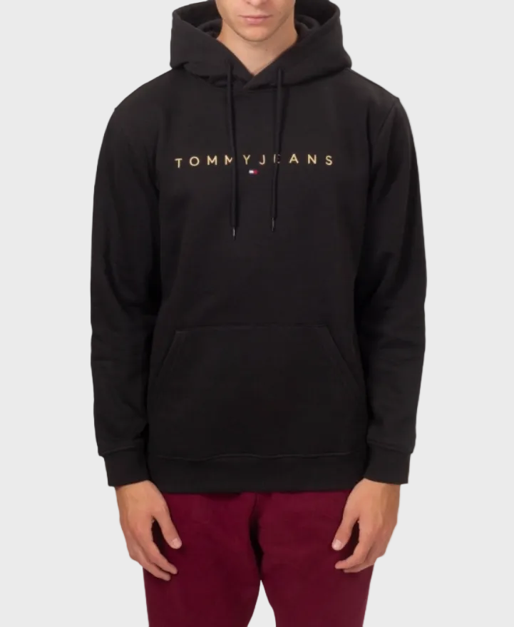 Tommy Jeans Linear Logo Hoodie  - Black/Faded Sun Kiss