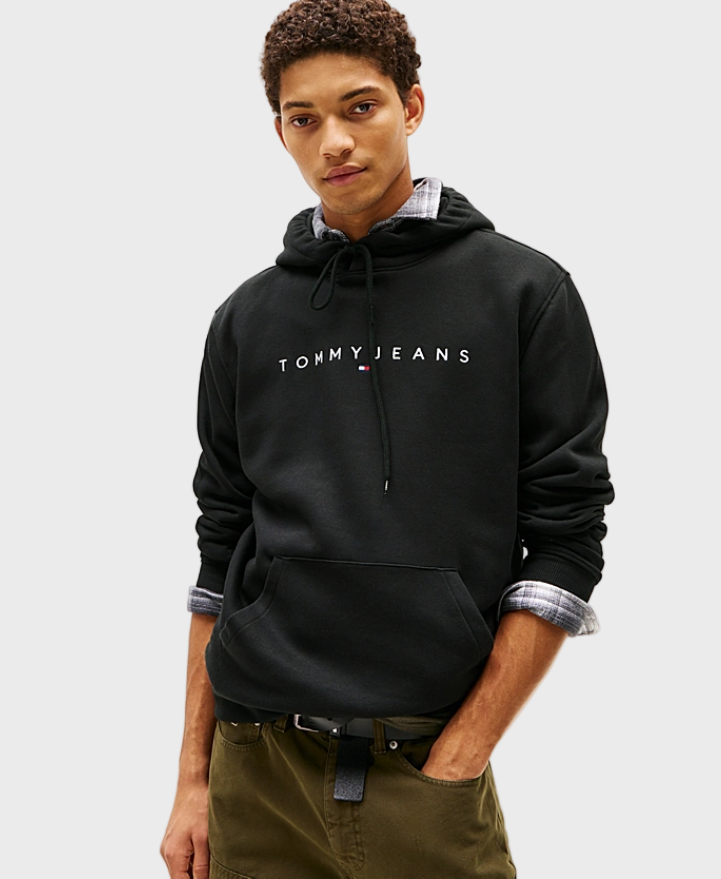 Tommy Jeans Linear Logo Hoodie Black
