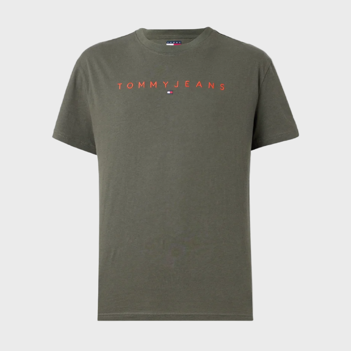 Tommy Jeans Linear Logo T-Shirt - Pewter Green