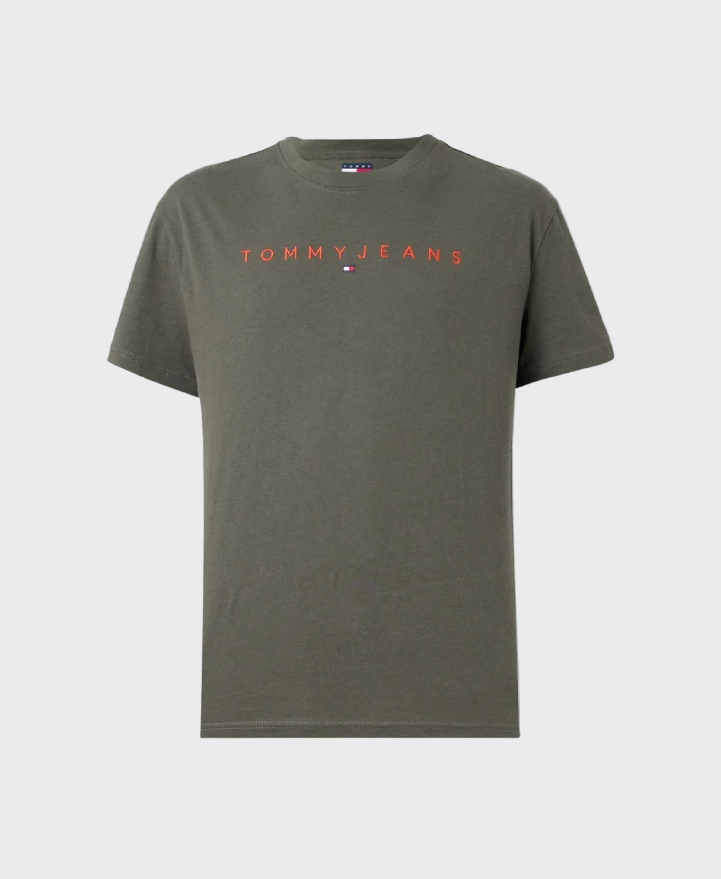 Tommy Jeans Linear Logo T-Shirt - Pewter Green