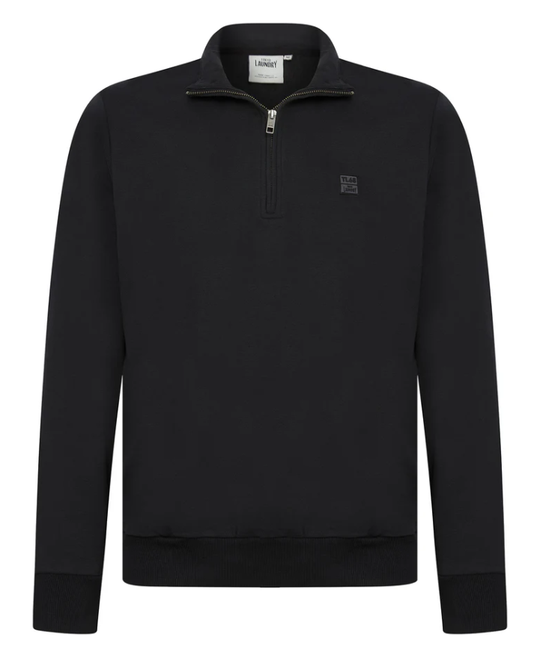 Toyko Laundry Diageo Quarter Zip Funnel Neck Pullover Sweatshirt - Jet Black