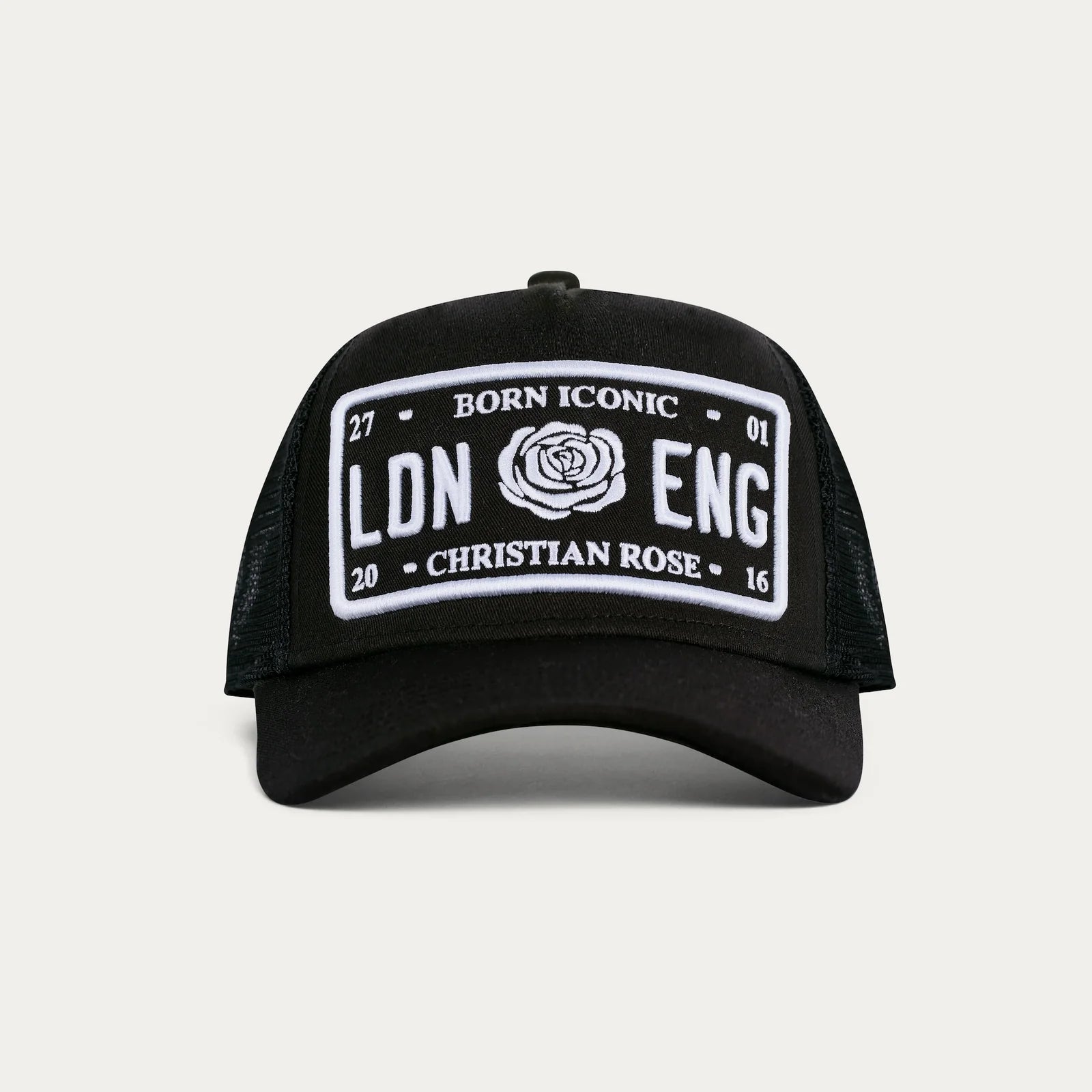 Christian Rose CR002BW Iconic II Plate Hat - Black White
