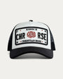 Christian Rose CR019WBR Red Rose Plate Hat - White Black Red