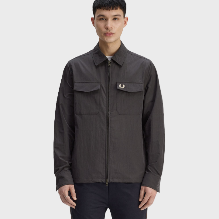 Fred Perry M5684 Zip Through Overshirt - Y93 Anchor Grey