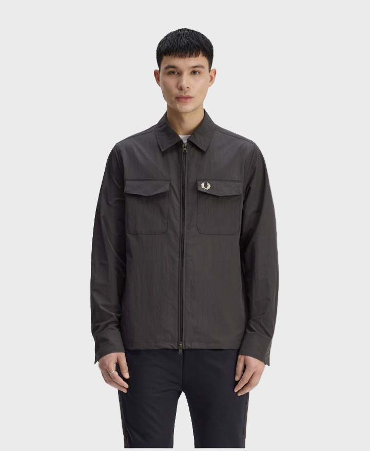 Fred Perry M5684 Zip Through Overshirt - Y93 Anchor Grey