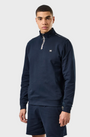 Weekend Offender Matisa Mid Check 1/4 Zip Sweat - Navy Blue