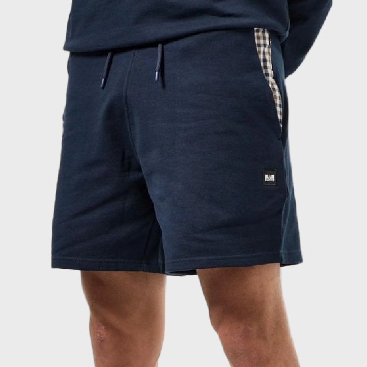 Weekend Offender Pankow Sweat Shorts - Navy/Mid House Check