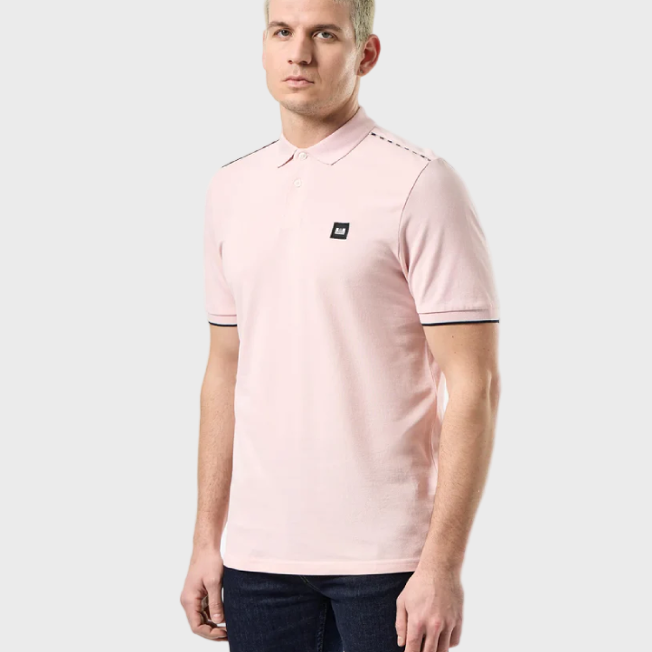 Weekend Offender Sakai Polo Shirt - Pale Blush/Mid House Check