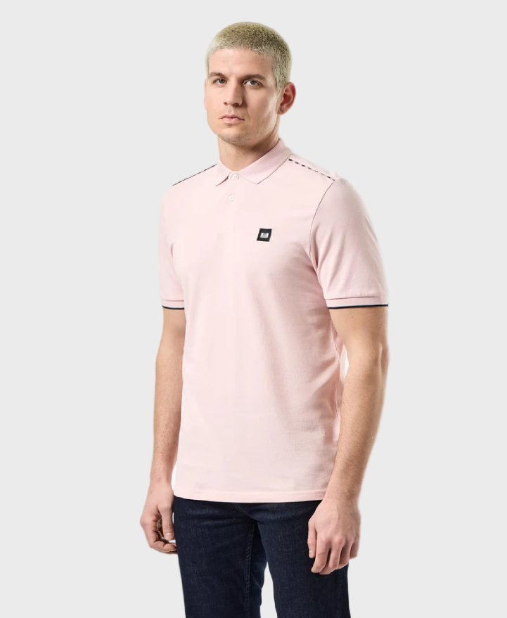 Weekend Offender Sakai Polo Shirt - Pale Blush/Mid House Check
