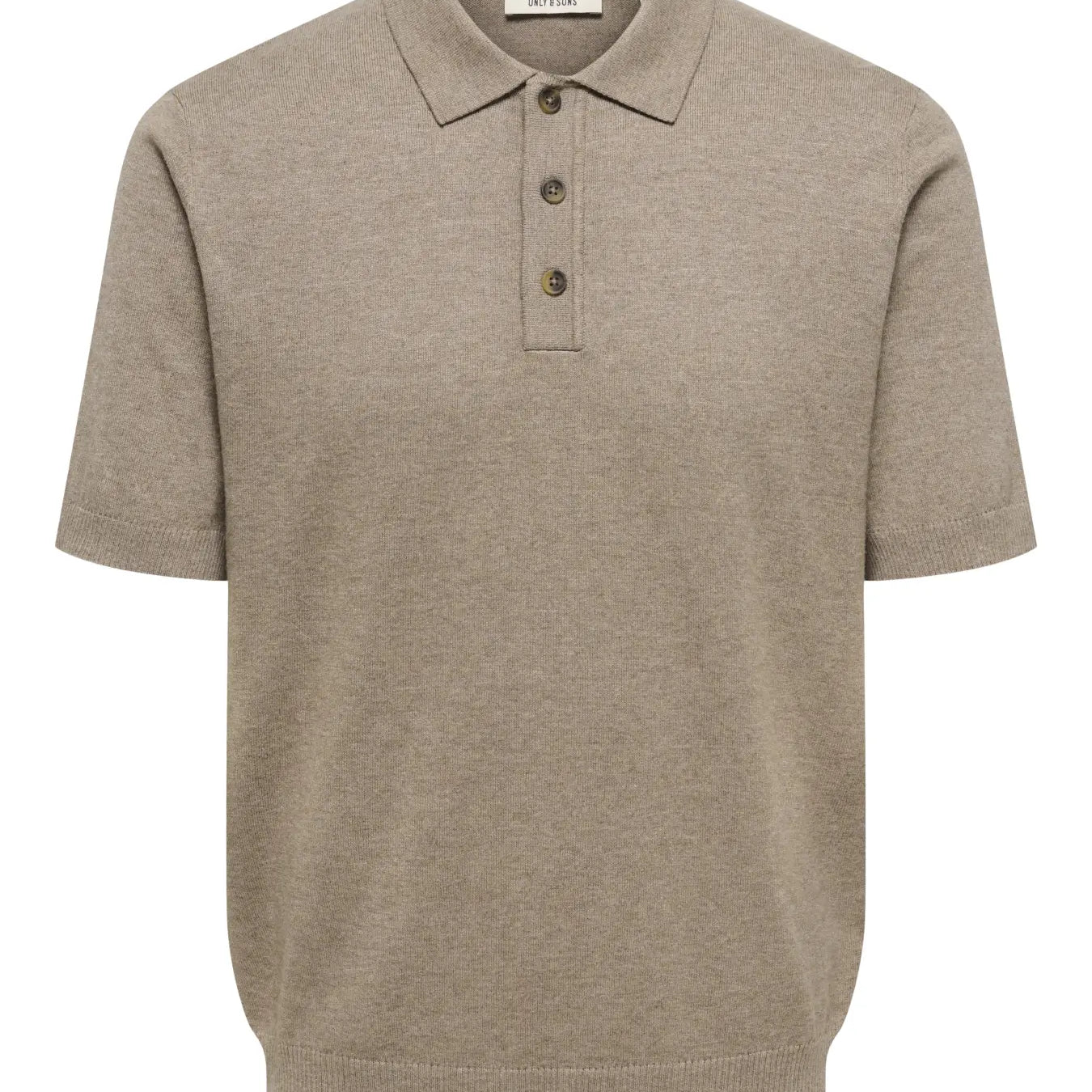 Only & Sons Loui Regular Knitted Polo T-Shirt - Desert Taupe/Melange