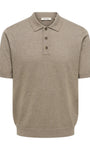 Only & Sons Loui Regular Knitted Polo T-Shirt - Desert Taupe/Melange