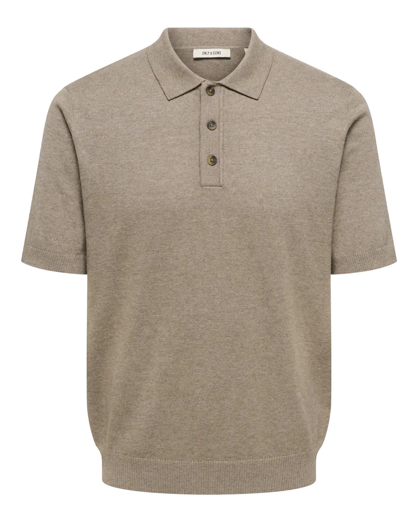 Only & Sons Loui Regular Knitted Polo T-Shirt - Desert Taupe/Melange