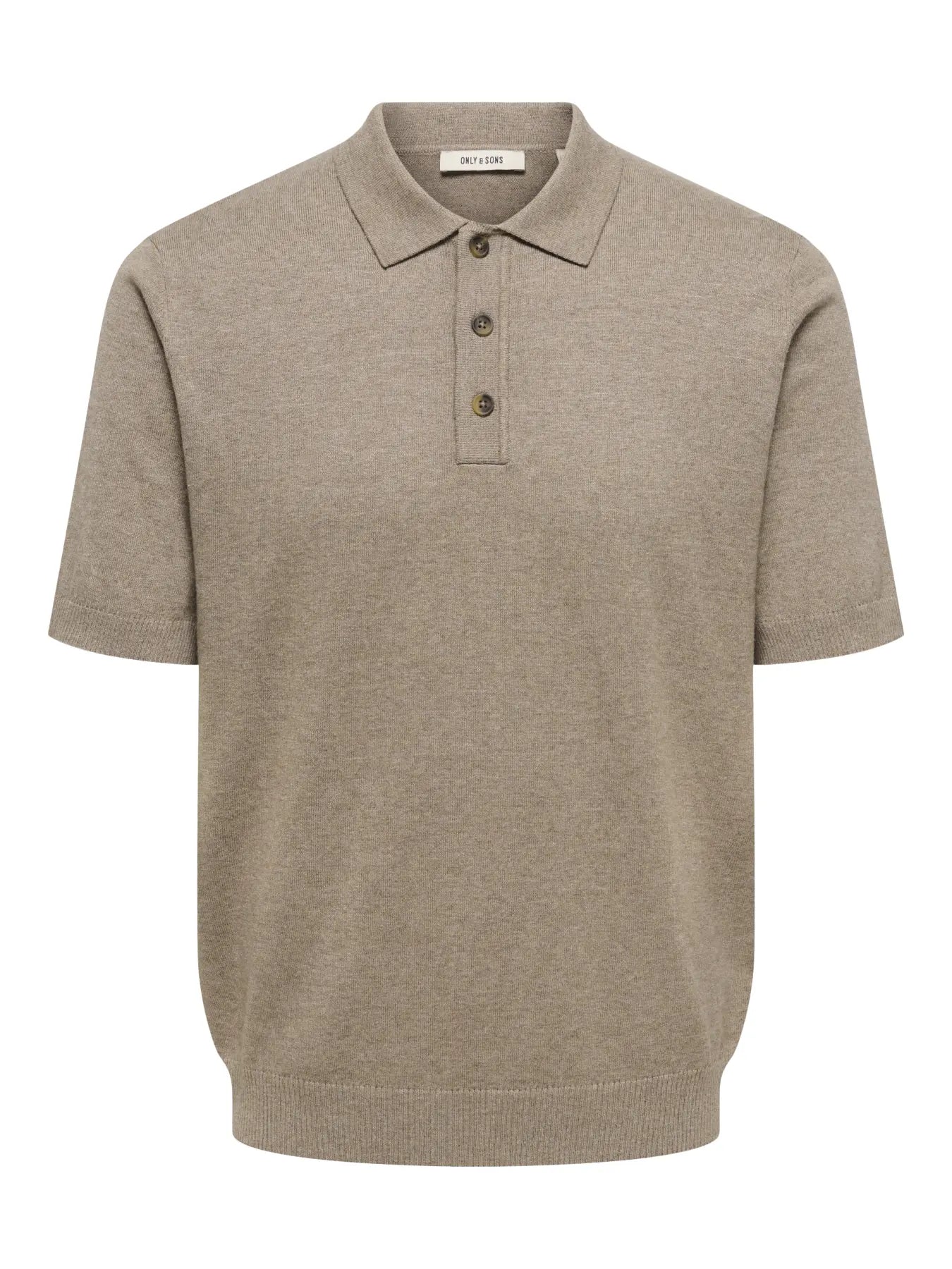 Only & Sons Loui Regular Knitted Polo T-Shirt - Desert Taupe/Melange