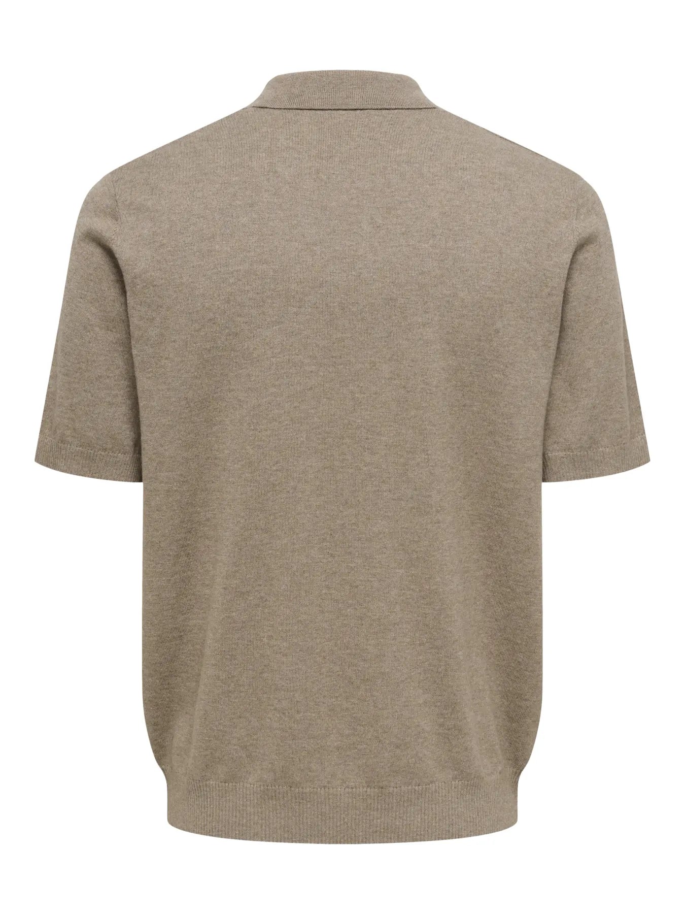 Only & Sons Loui Regular Knitted Polo T-Shirt - Desert Taupe/Melange