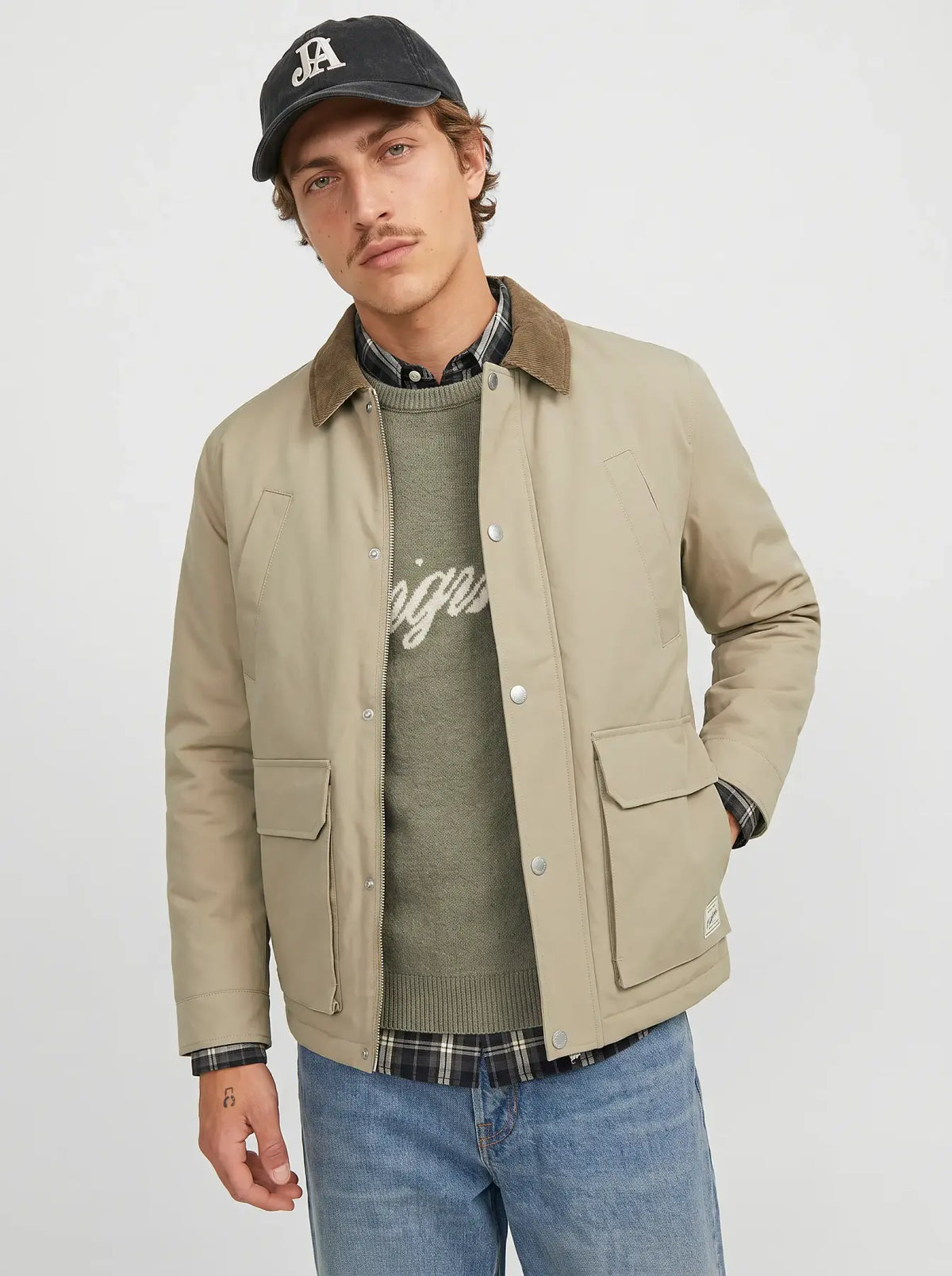 Jack and Jones Jornorrebro Padded Barn Jacket - Crockery