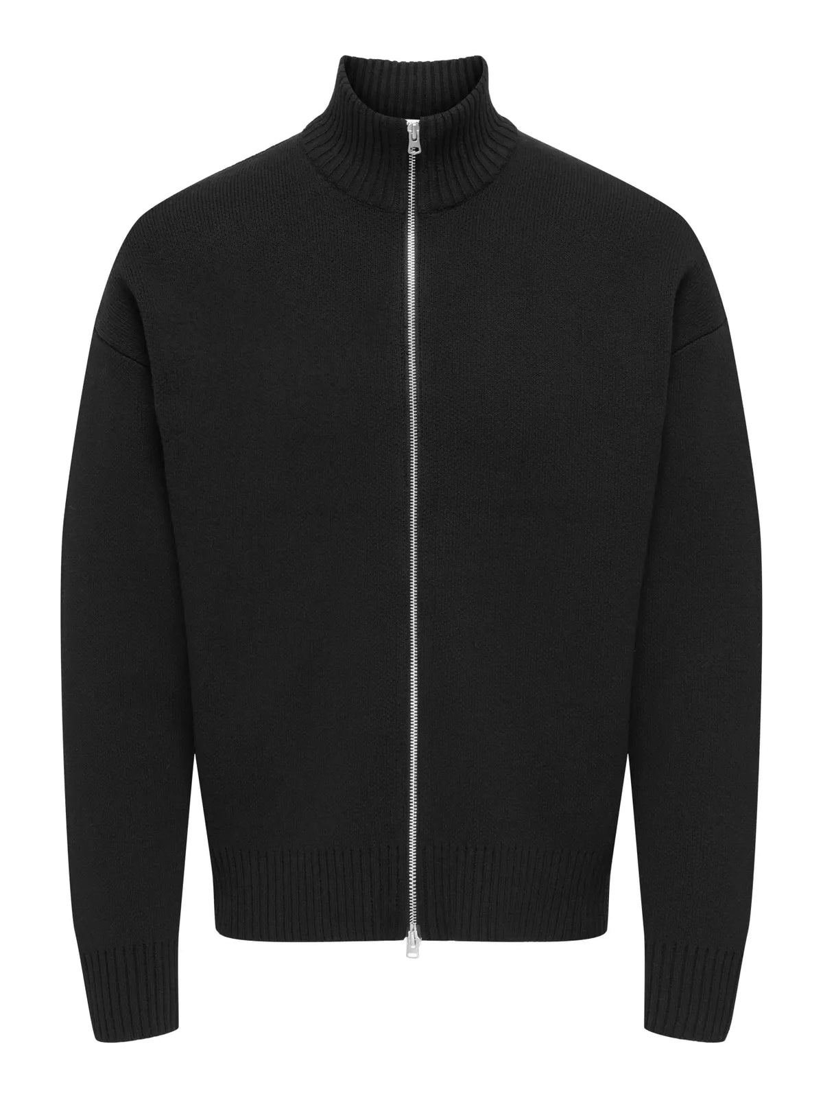 Only & Sons Blake DS High Neck Knitted Cardigan - Black