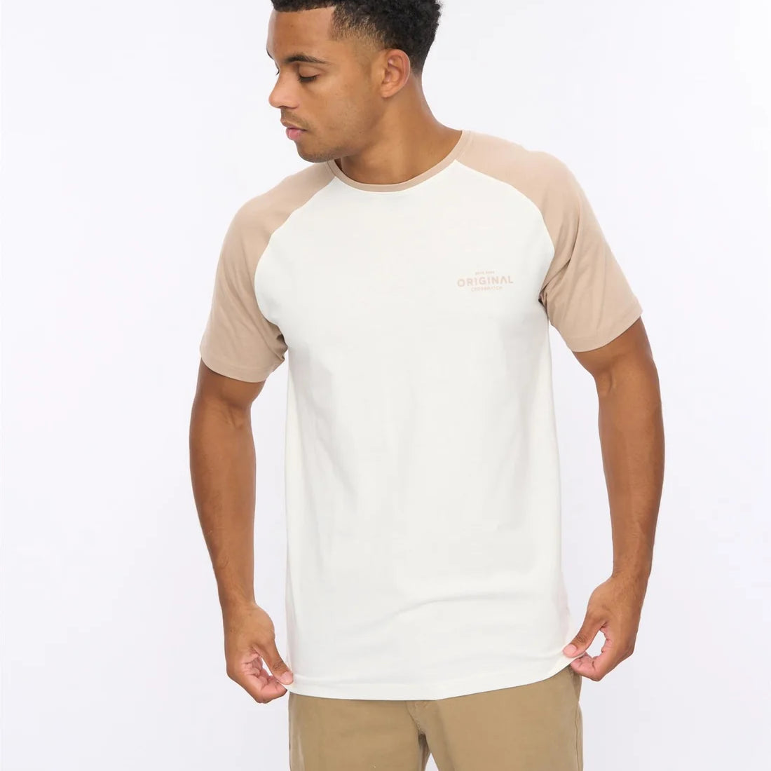 Crosshatch Meza T-Shirt - White/Stone