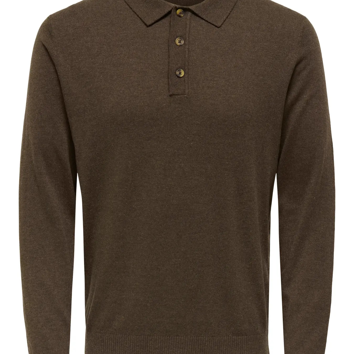 Only & Sons Loui Knitted LS Polo - Oatmeal/Melange